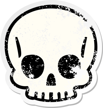 distressed sticker of a quirky hand drawn cartoon skull png