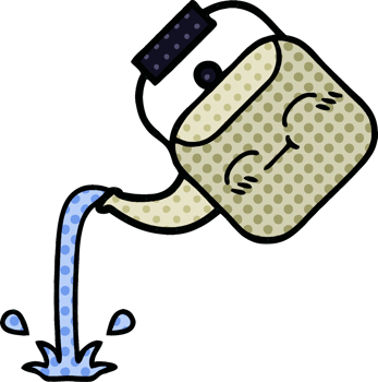 comic book style cartoon of a pouring kettle png