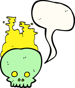 hand drawn speech bubble cartoon steaming skull png