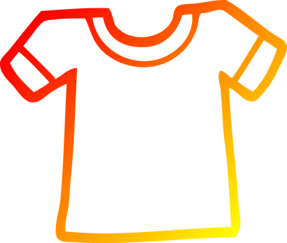 warm gradient line drawing of a cartoon tee shirt png