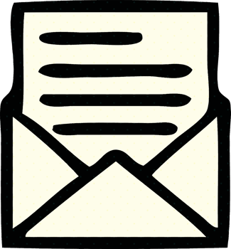 comic book style cartoon of a letter and envelope png