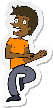 sticker of a cartoon stressed out man png