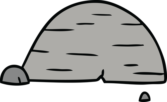 hand drawn cartoon doodle of grey stone boulder png