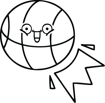 line drawing cartoon of a basketball png