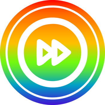 fast forward circular icon with rainbow gradient finish png