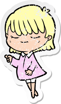 distressed sticker of a cartoon woman png