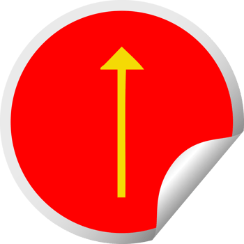 circular peeling sticker cartoon of a long arrow symbol png