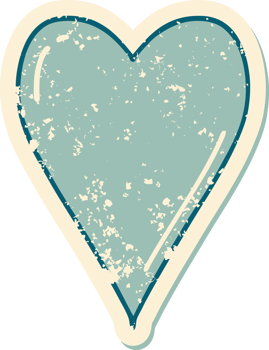 iconic distressed sticker tattoo style image of a heart png