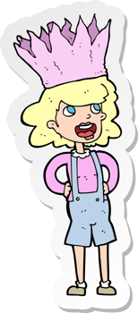 sticker of a cartoon person wearing crown png