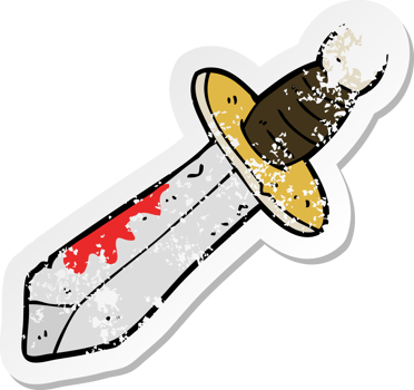 retro distressed sticker of a cartoon sword png