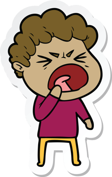 sticker of a cartoon furious man png