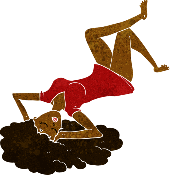 cartoon woman lying on floor png