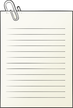 cartoon lined paper with paperclip png
