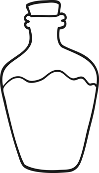 hand drawn black and white cartoon water bottle png