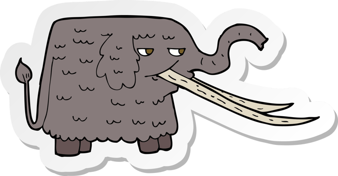 sticker of a cartoon woolly mammoth png