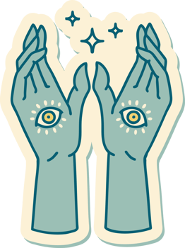 sticker of tattoo in traditional style of mystic hands png