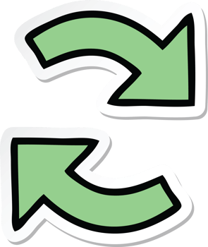 sticker of a cute cartoon recycling arrows png