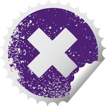 distressed circular peeling sticker symbol of a multiplication symbol png