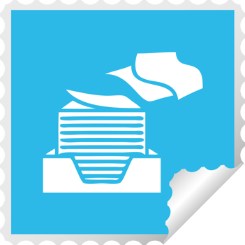 square peeling sticker cartoon of a stack of office papers png