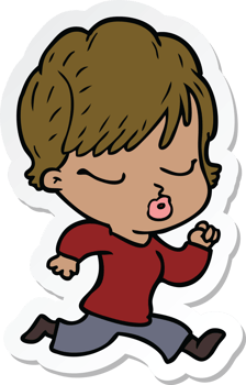 sticker of a cartoon woman with eyes shut png