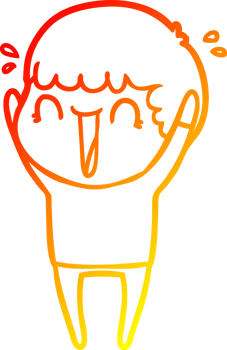 warm gradient line drawing of a cartoon man jumping for joy png