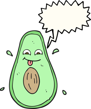 hand drawn speech bubble cartoon avocado png