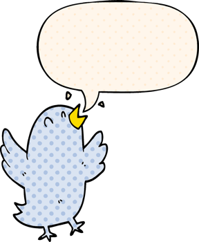 cartoon bird singing with speech bubble in comic book style png