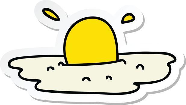 sticker of a quirky hand drawn cartoon fried egg png