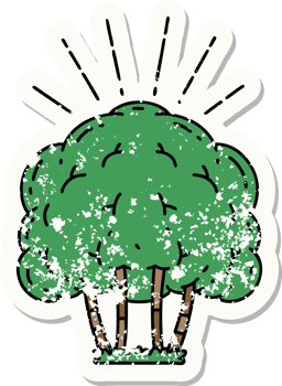 worn old sticker of a tattoo style tree png