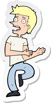 sticker of a cartoon stressed out man png