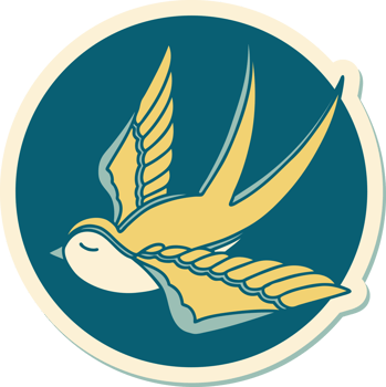 sticker of tattoo in traditional style of a swallow png