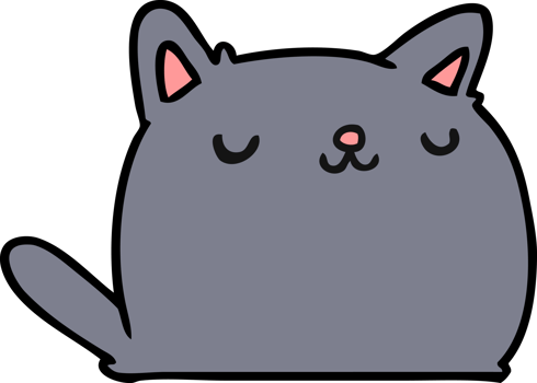 cartoon illustration of cute kawaii cat png