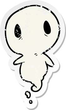distressed sticker of a cartoon ghost png