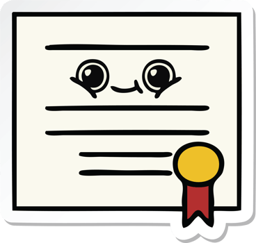 sticker of a cute cartoon graduation diploma png