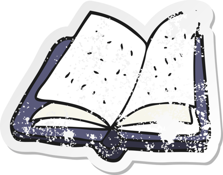 retro distressed sticker of a cartoon book png