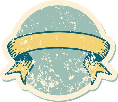 iconic distressed sticker tattoo style image of a banner png