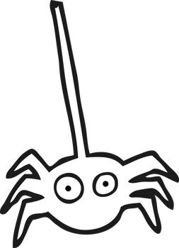hand drawn black and white cartoon halloween spider png
