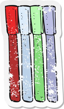 retro distressed sticker of a cartoon pens png