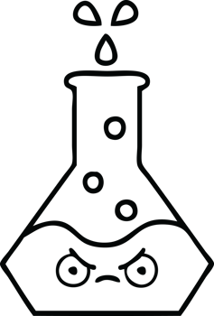 line drawing cartoon of a science beaker png