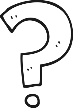 hand drawn black and white cartoon question mark png