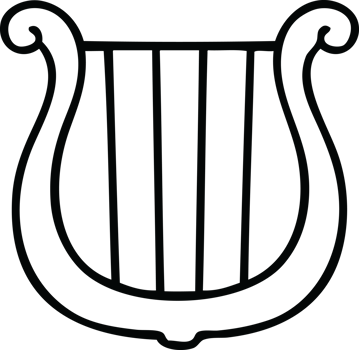 line drawing cartoon of a golden harp png