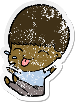 distressed sticker of a cartoon boy png