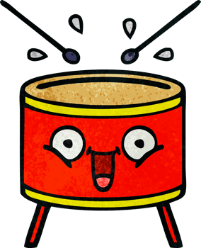 retro grunge texture cartoon of a playing drum png
