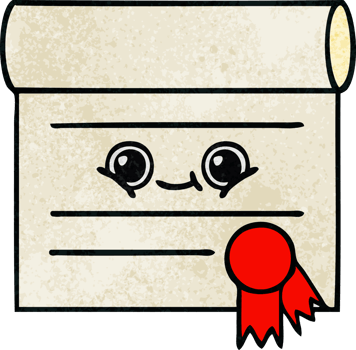 retro grunge texture cartoon of a certificate png