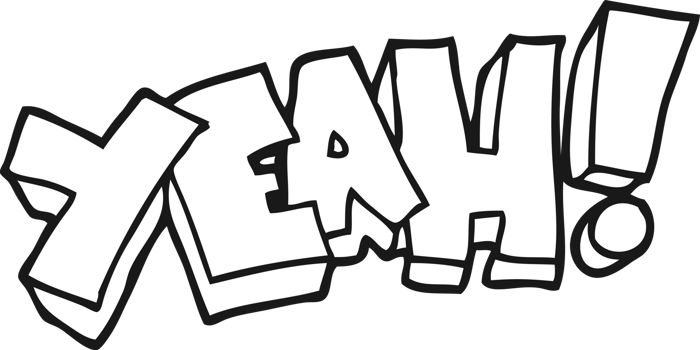 yeah  hand drawn black and white cartoon shout png