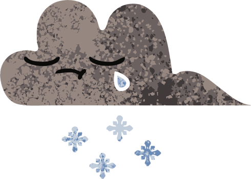 retro illustration style cartoon of a storm snow cloud png