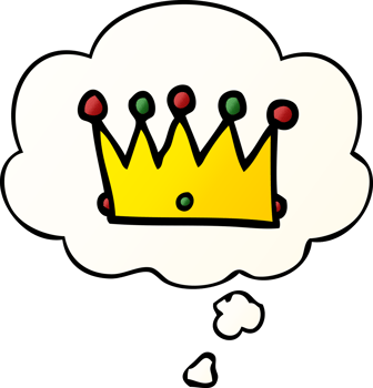 cartoon crown with thought bubble in smooth gradient style png