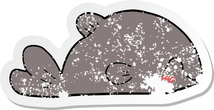 distressed sticker of a cartoon fish png
