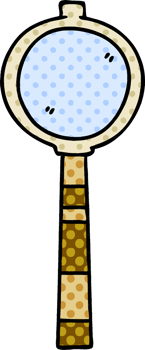 comic book style quirky cartoon magnifying glass png