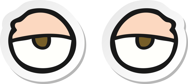 sticker of a cartoon tired eyes png